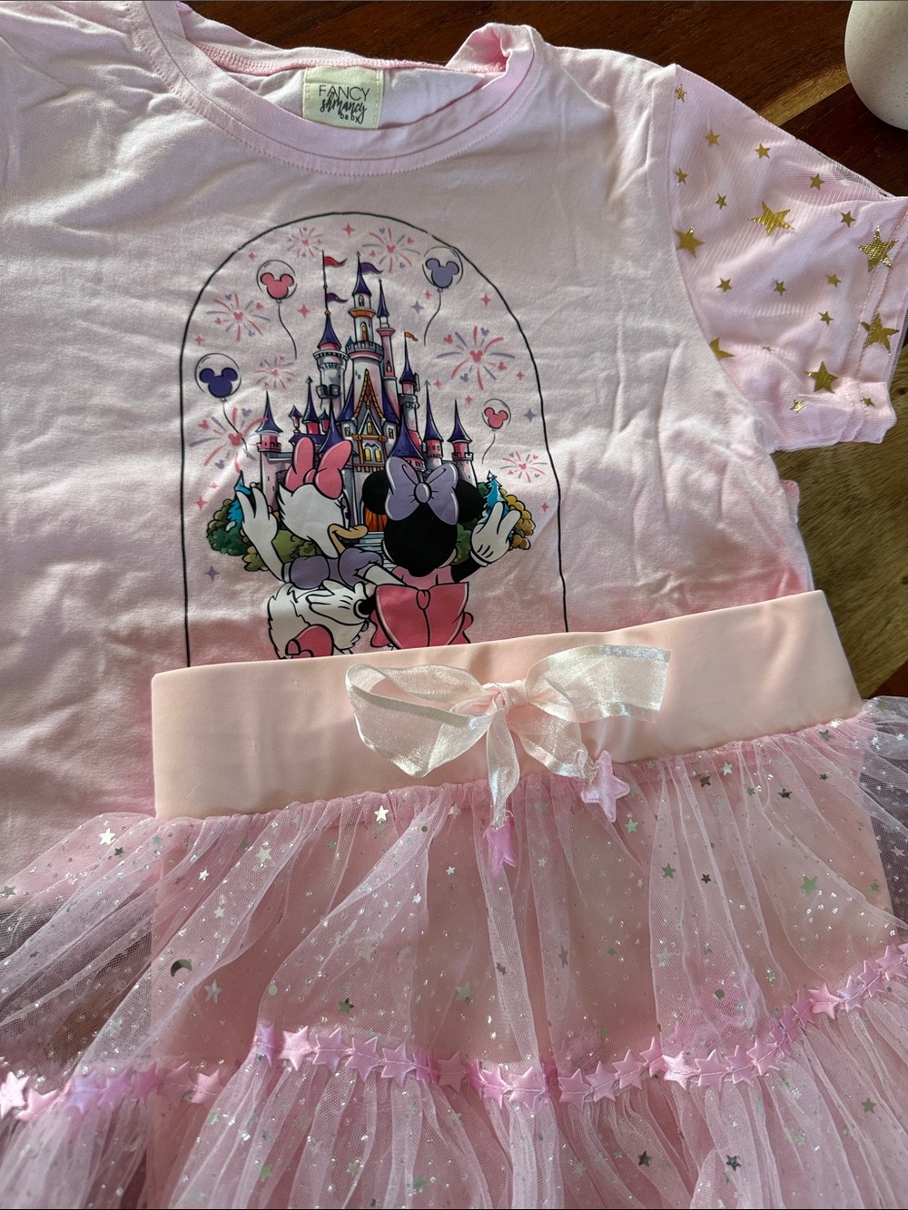 Pink Disney Minnie & Daisy Castle Crop Top with Sparkle Tulle Skirt - Picture 2 of 4